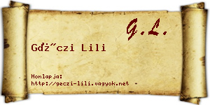 Géczi Lili névjegykártya