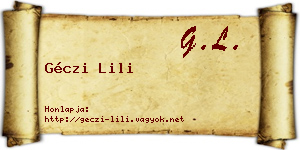 Géczi Lili névjegykártya